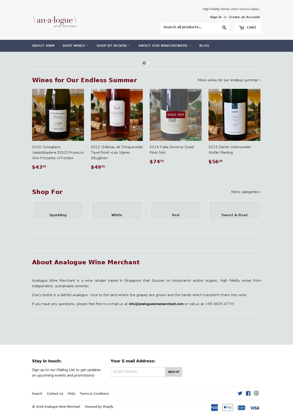 analoguewinemerchant.com shopify website screenshot