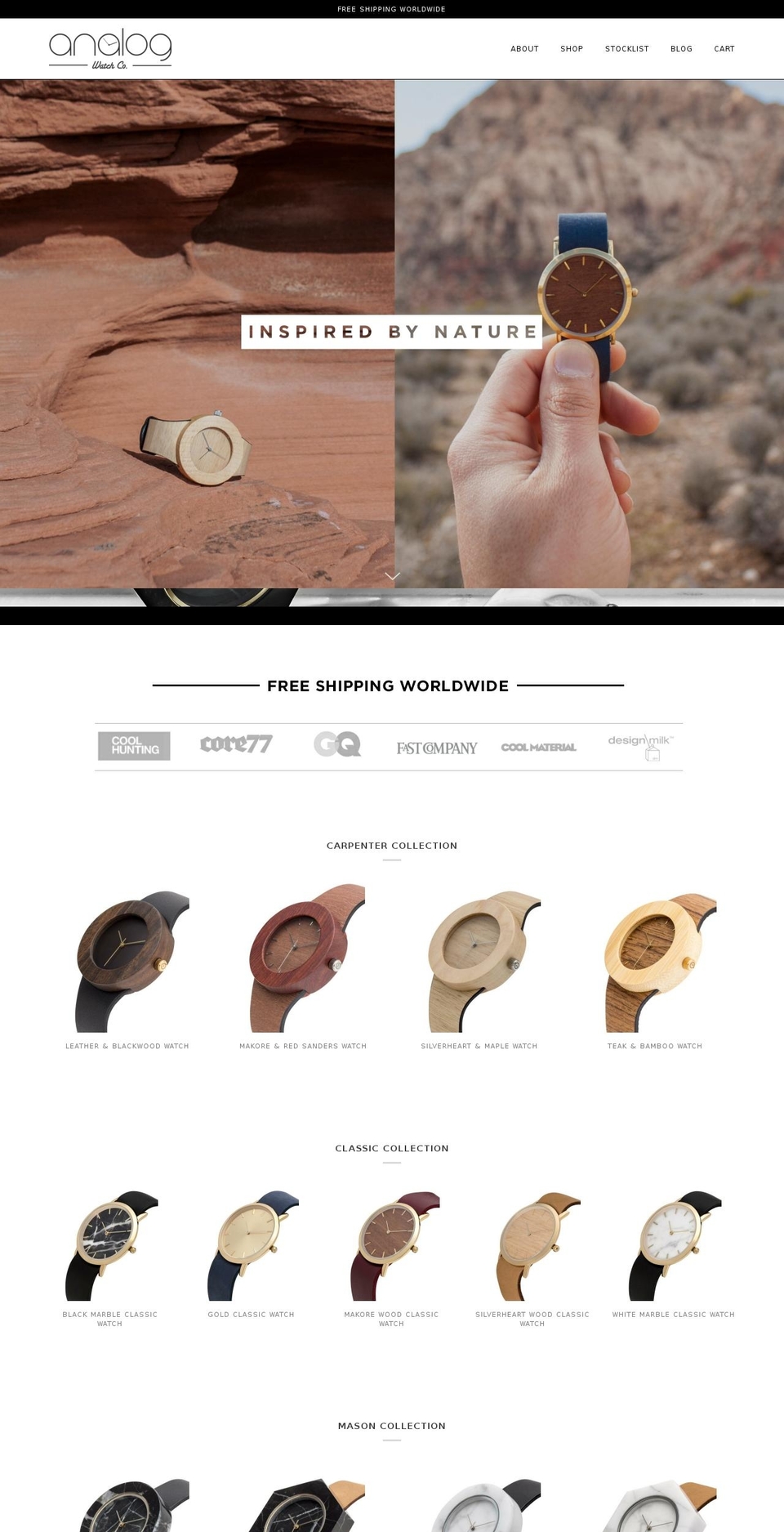 analogwatchcompany.com shopify website screenshot