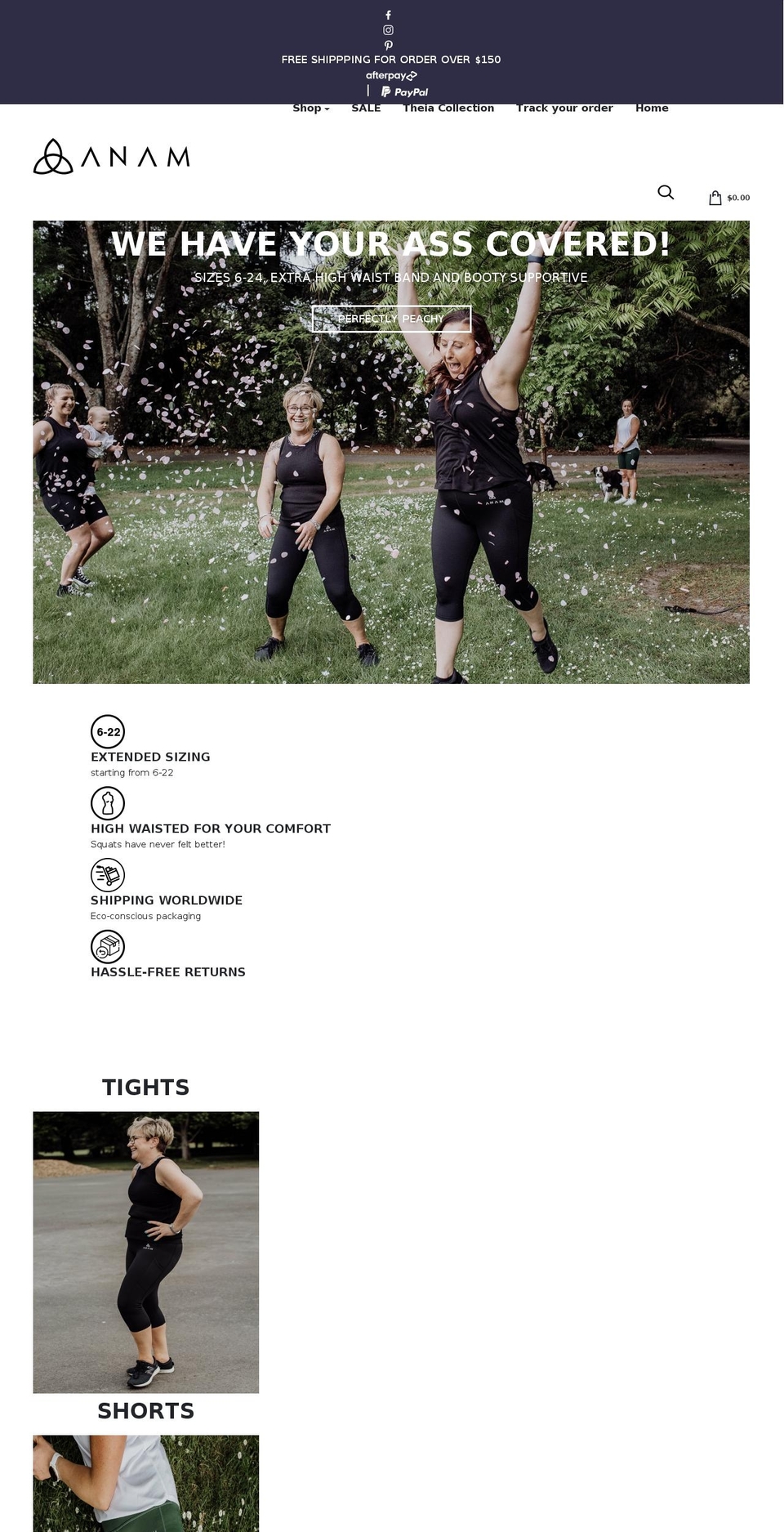 anamactivewear.com.au shopify website screenshot