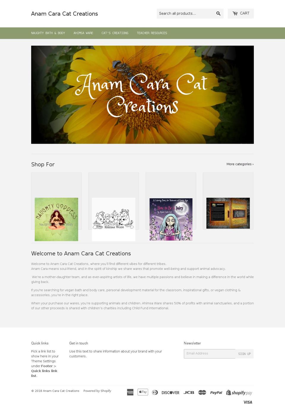 anamcaracat.com — Shopify storefront screenshot