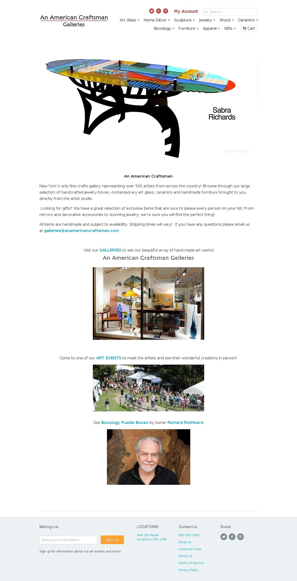anamericancraftsmangallery.com shopify website screenshot
