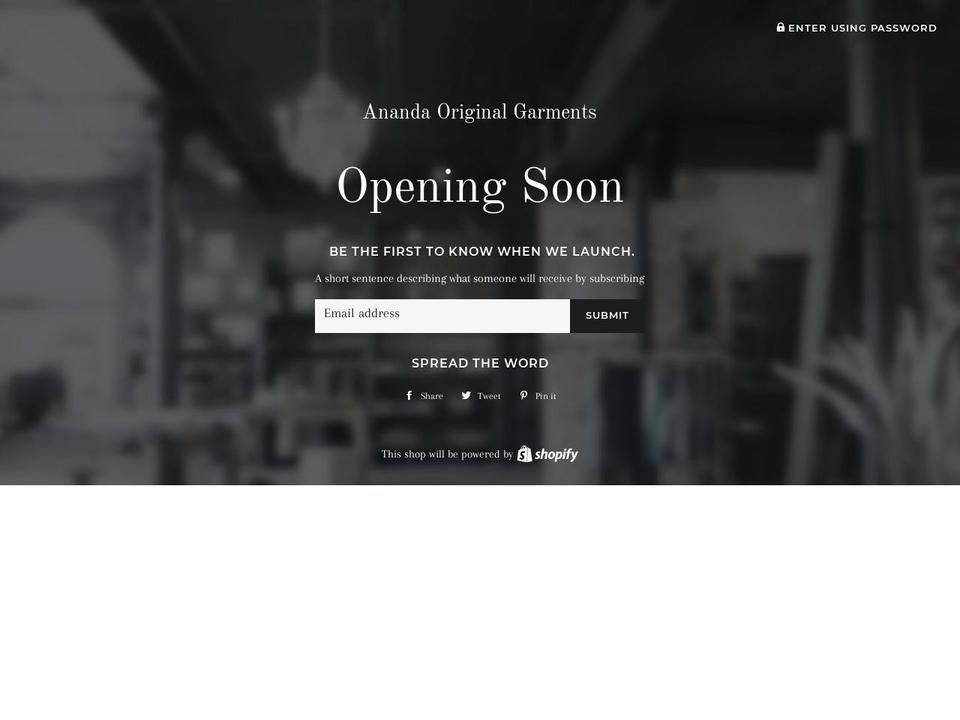 anandaoriginal.com shopify website screenshot