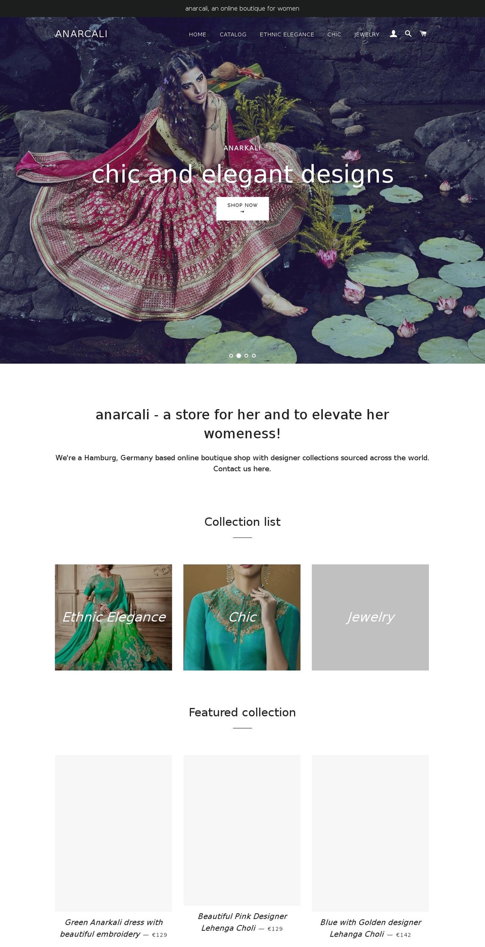 anarcali.com — Shopify storefront screenshot