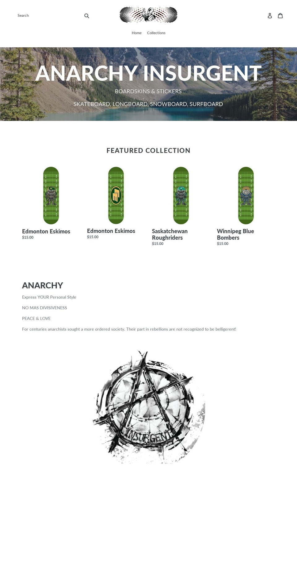 anarchyinsurgent.com — Shopify storefront screenshot