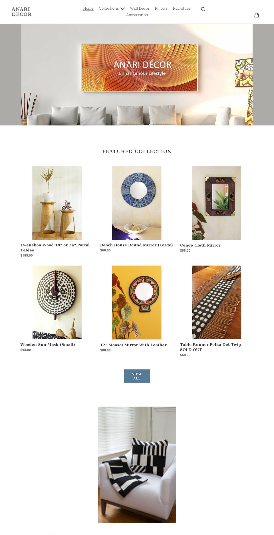anaridecor.com shopify website screenshot