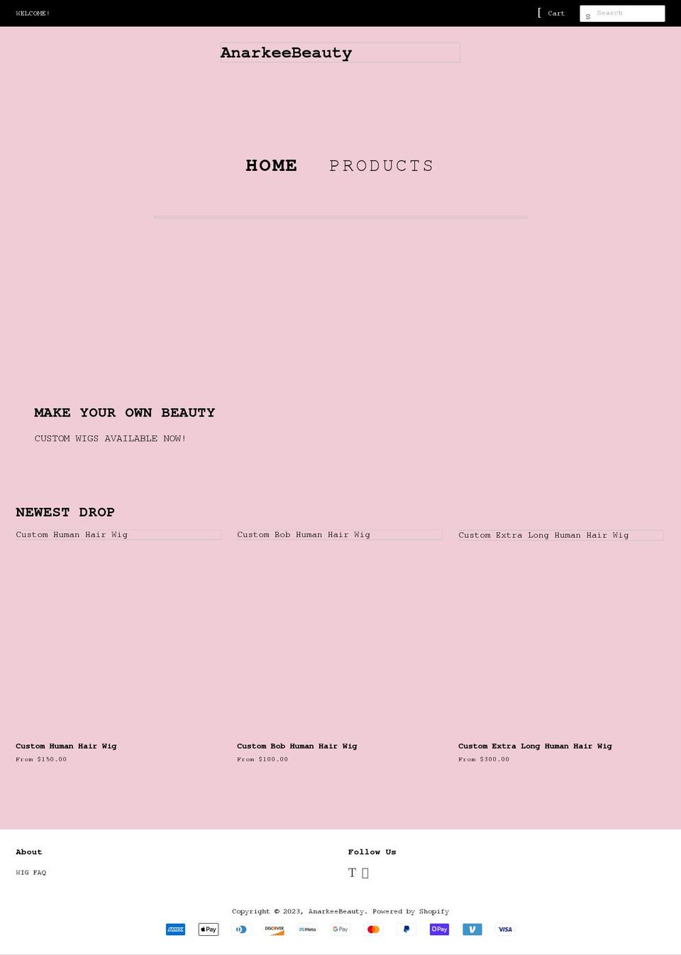 anarkeebeauty.com shopify website screenshot