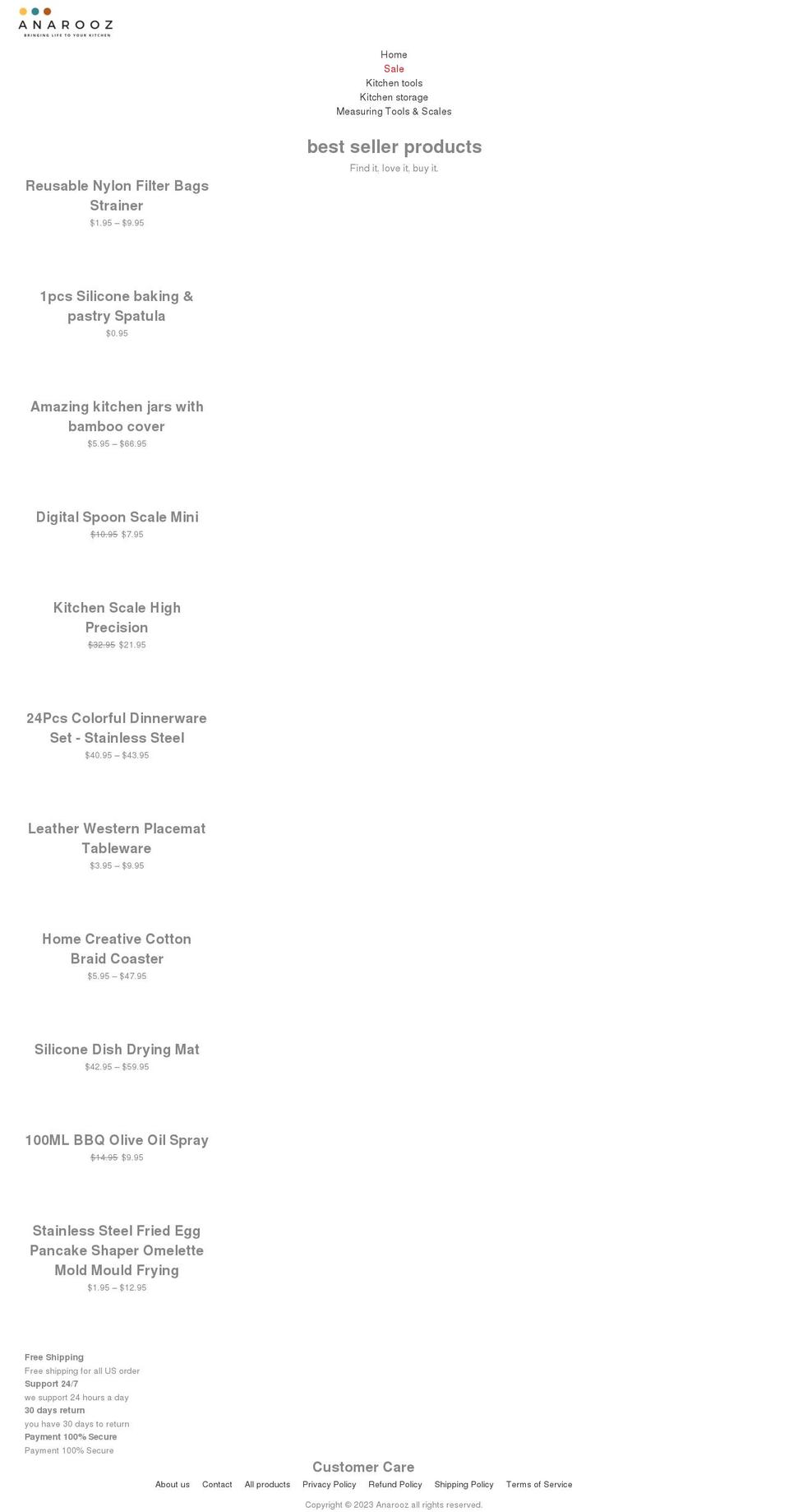 anarooz.com shopify website screenshot