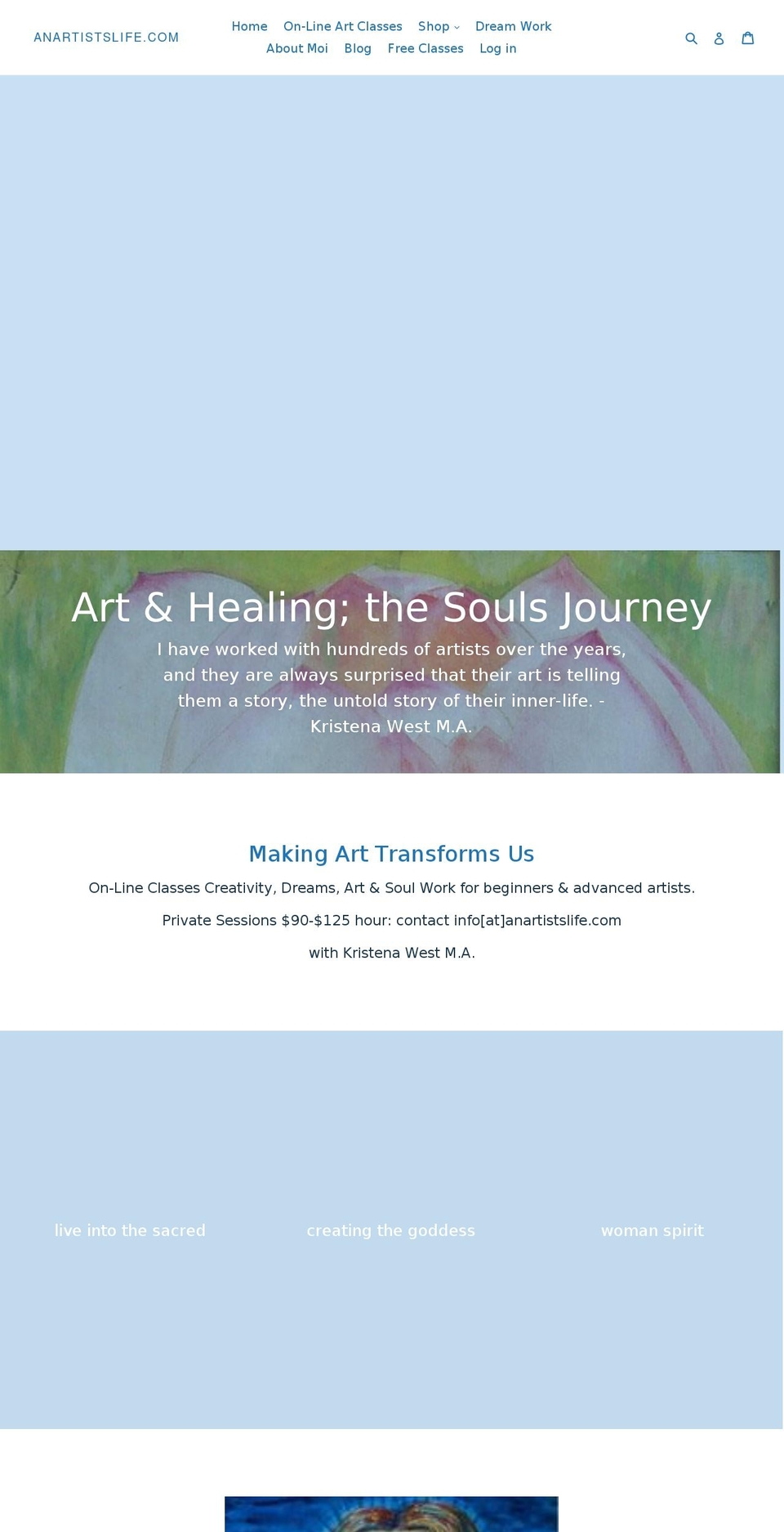 anartistslife.com — Shopify storefront screenshot