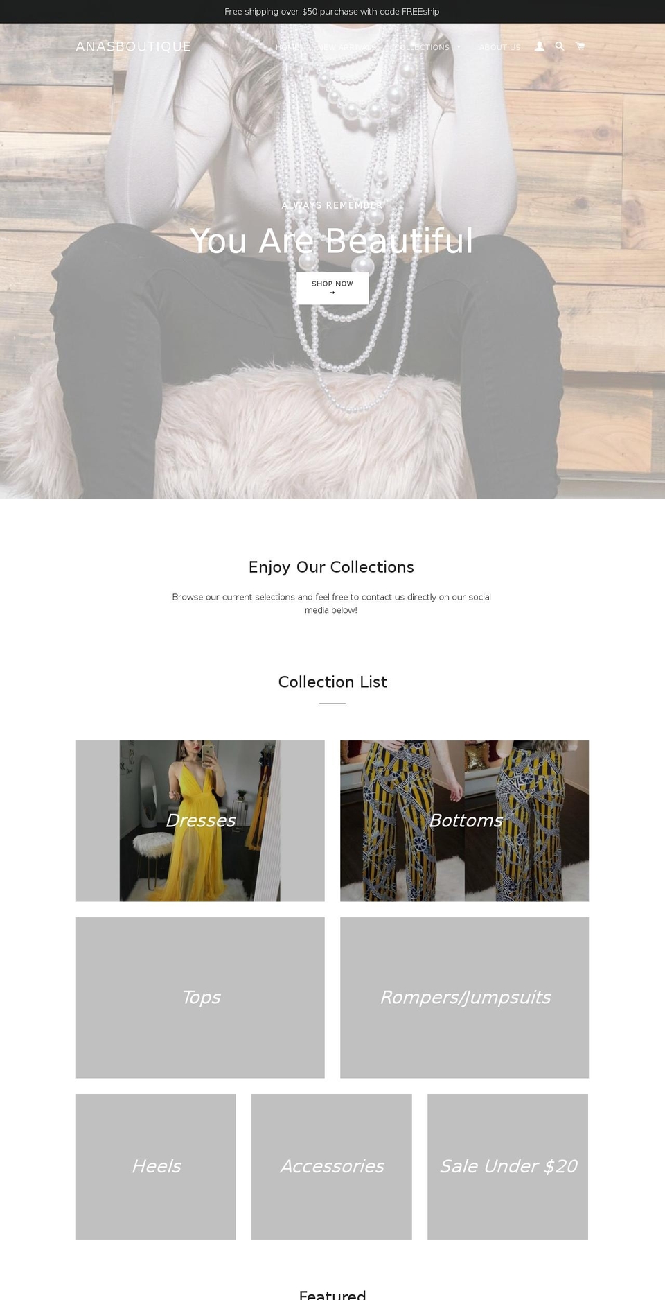 anas-boutique.com shopify website screenshot