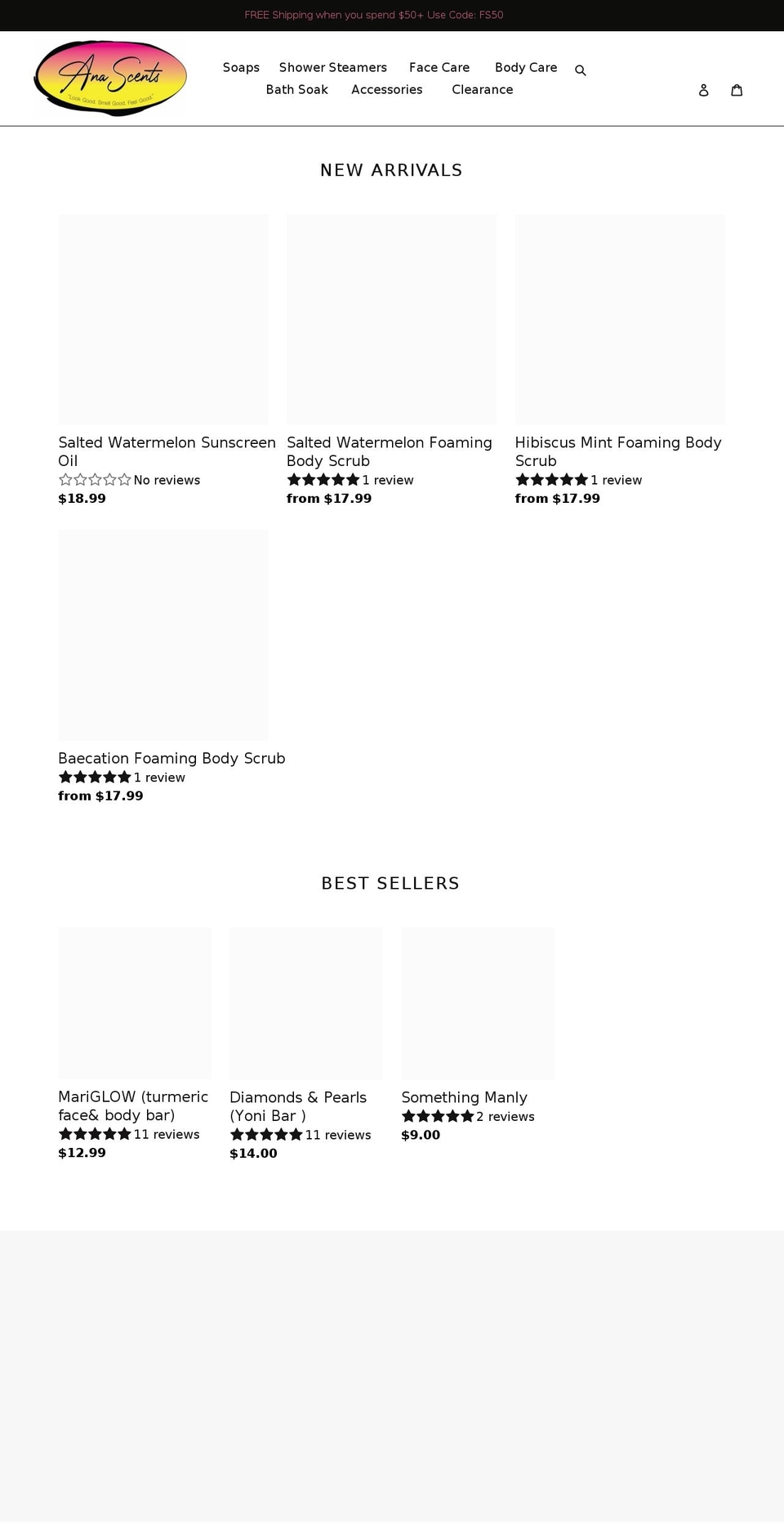 anascents.com shopify website screenshot