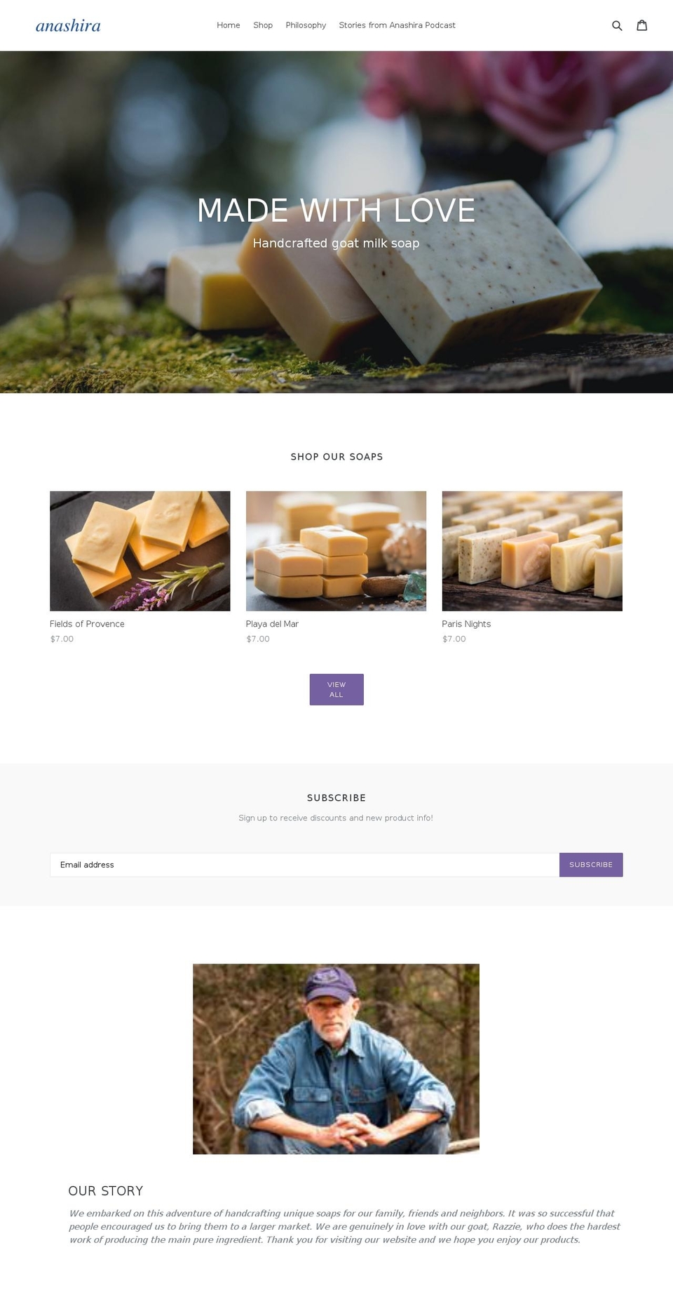 anashira.com — Shopify storefront screenshot