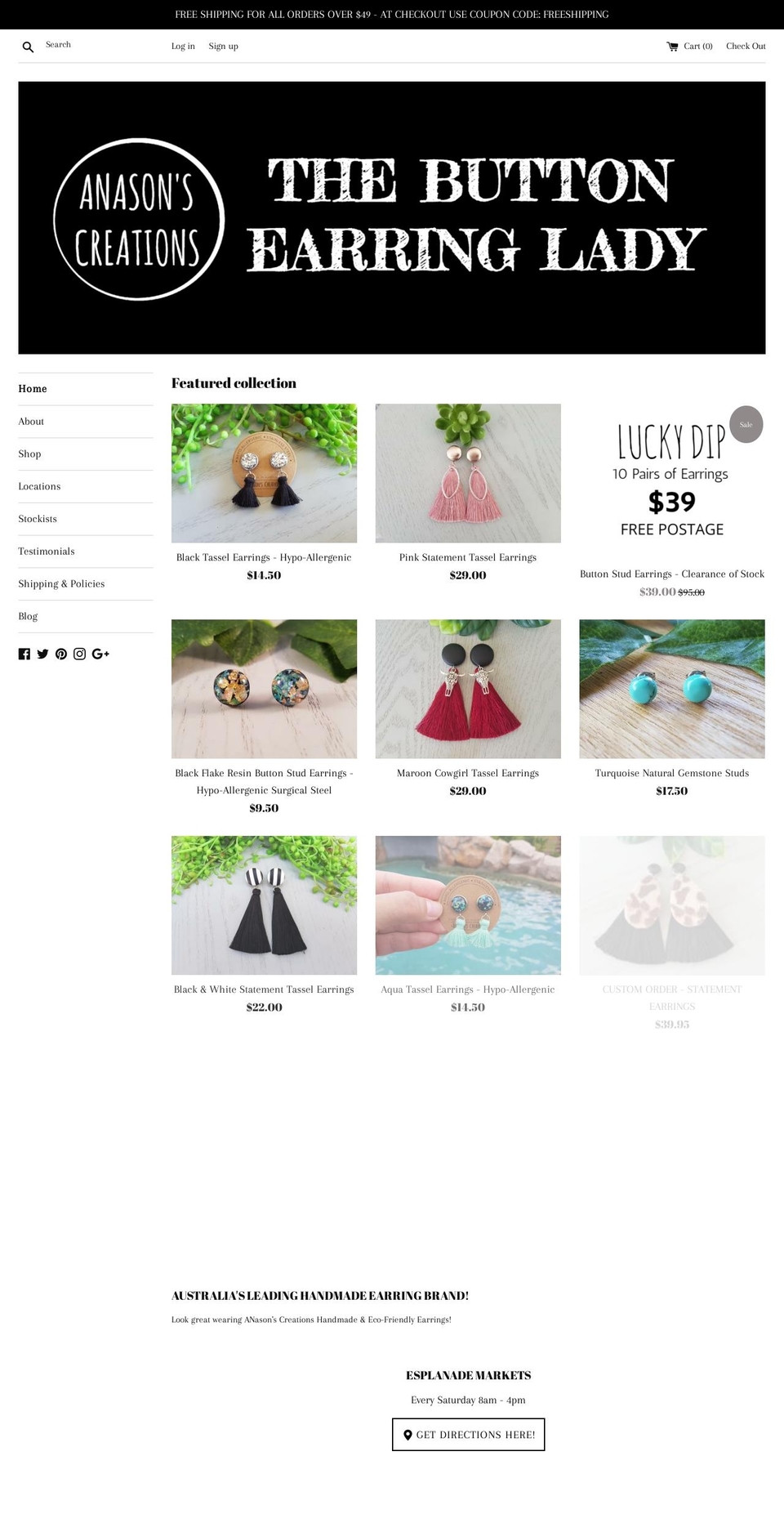 anasonscreations.com — Shopify storefront screenshot