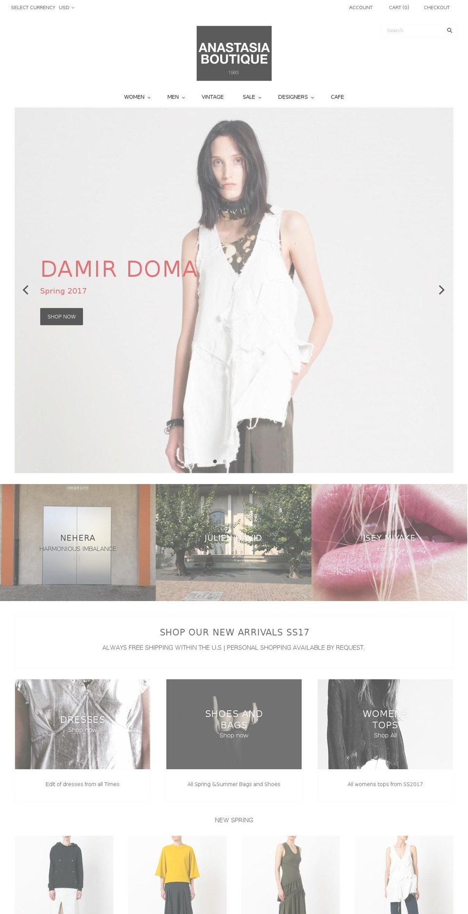 anastasiaboutique.com shopify website screenshot