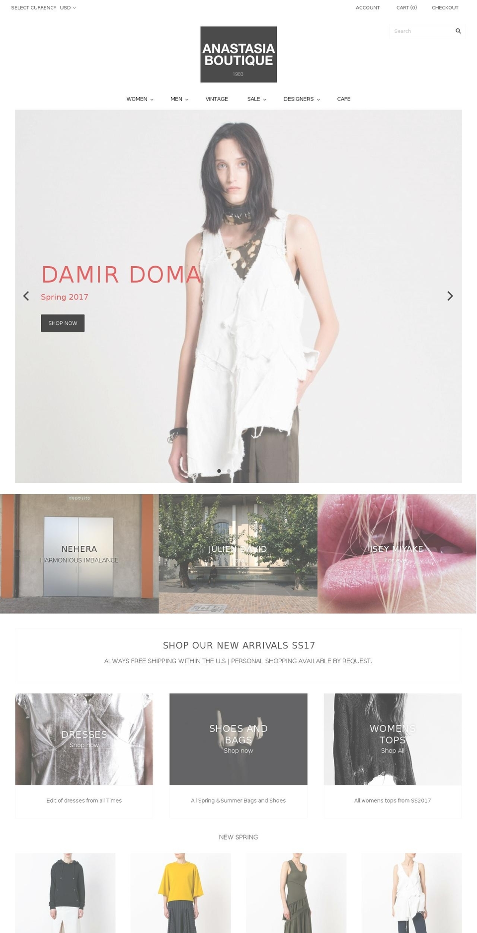 anastasiacafe.com shopify website screenshot