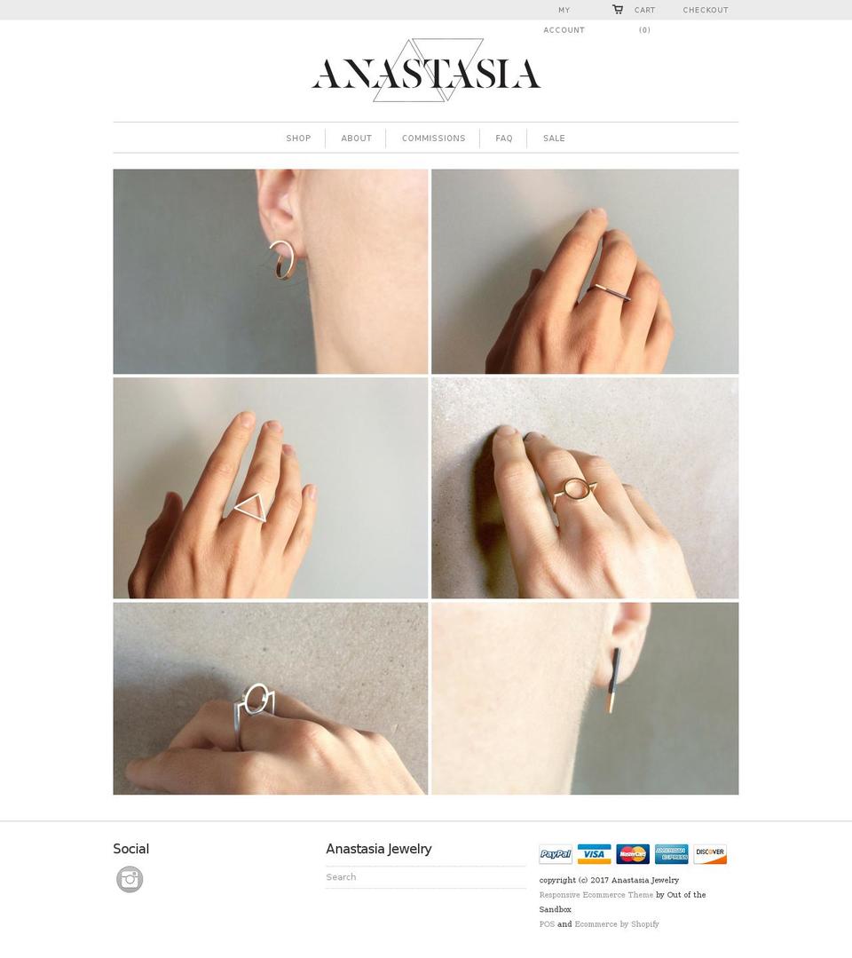 anastasiajewelry.com shopify website screenshot