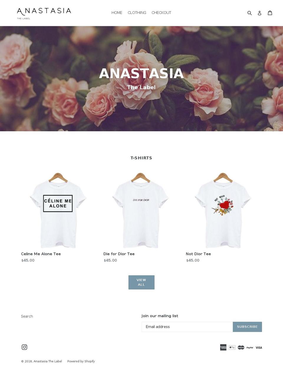 anastasiathelabel.com shopify website screenshot