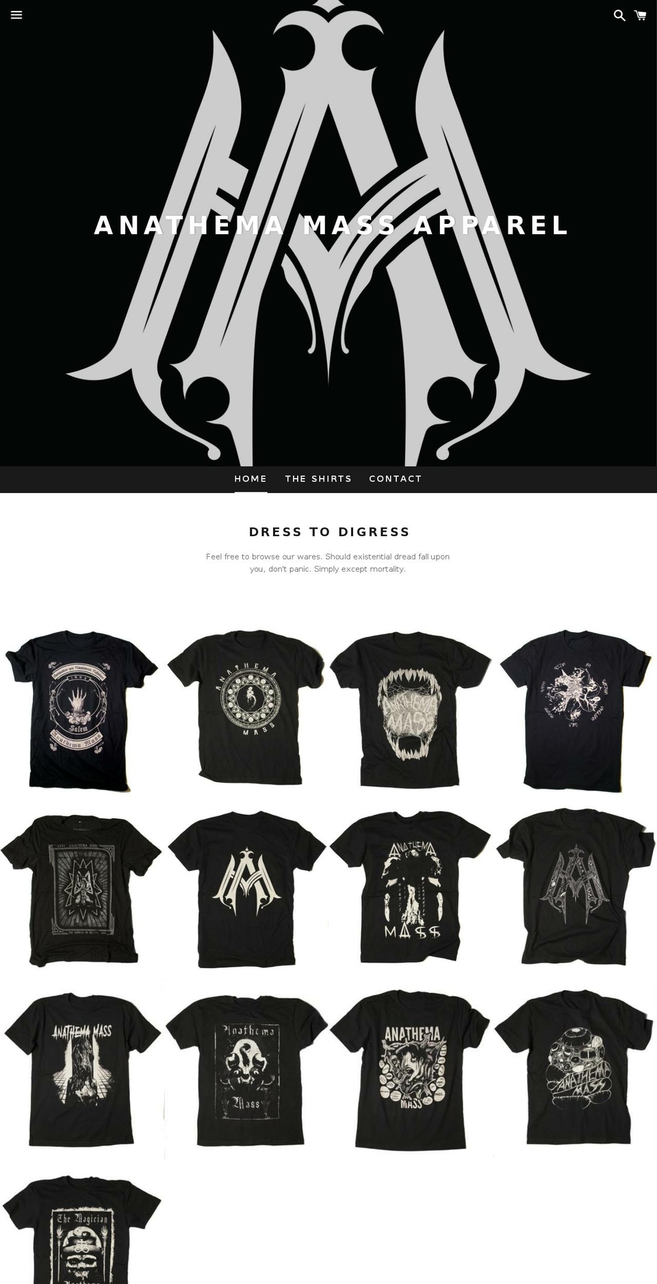 anathemamass.com — Shopify storefront screenshot