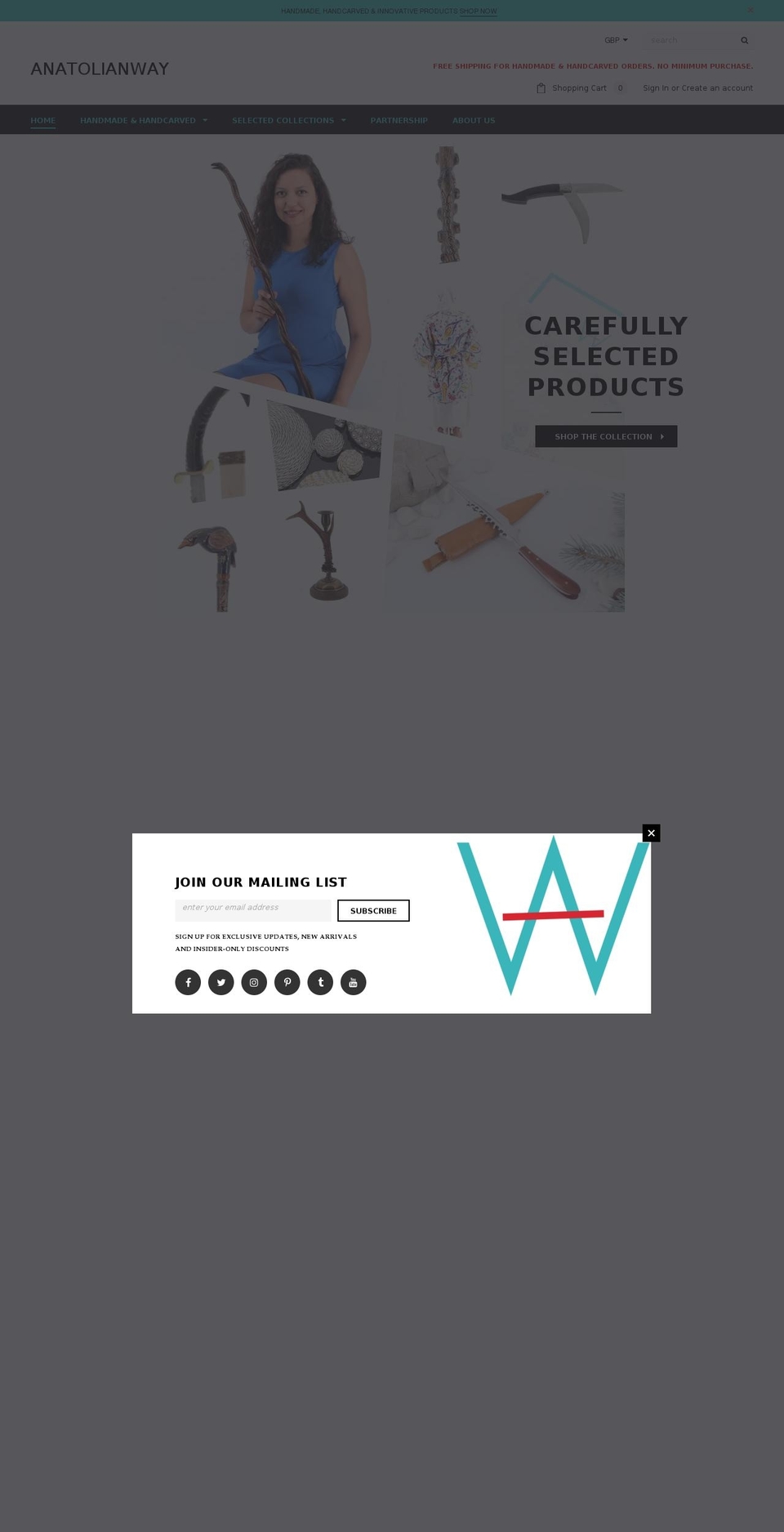 anatolianway.com — Shopify storefront screenshot