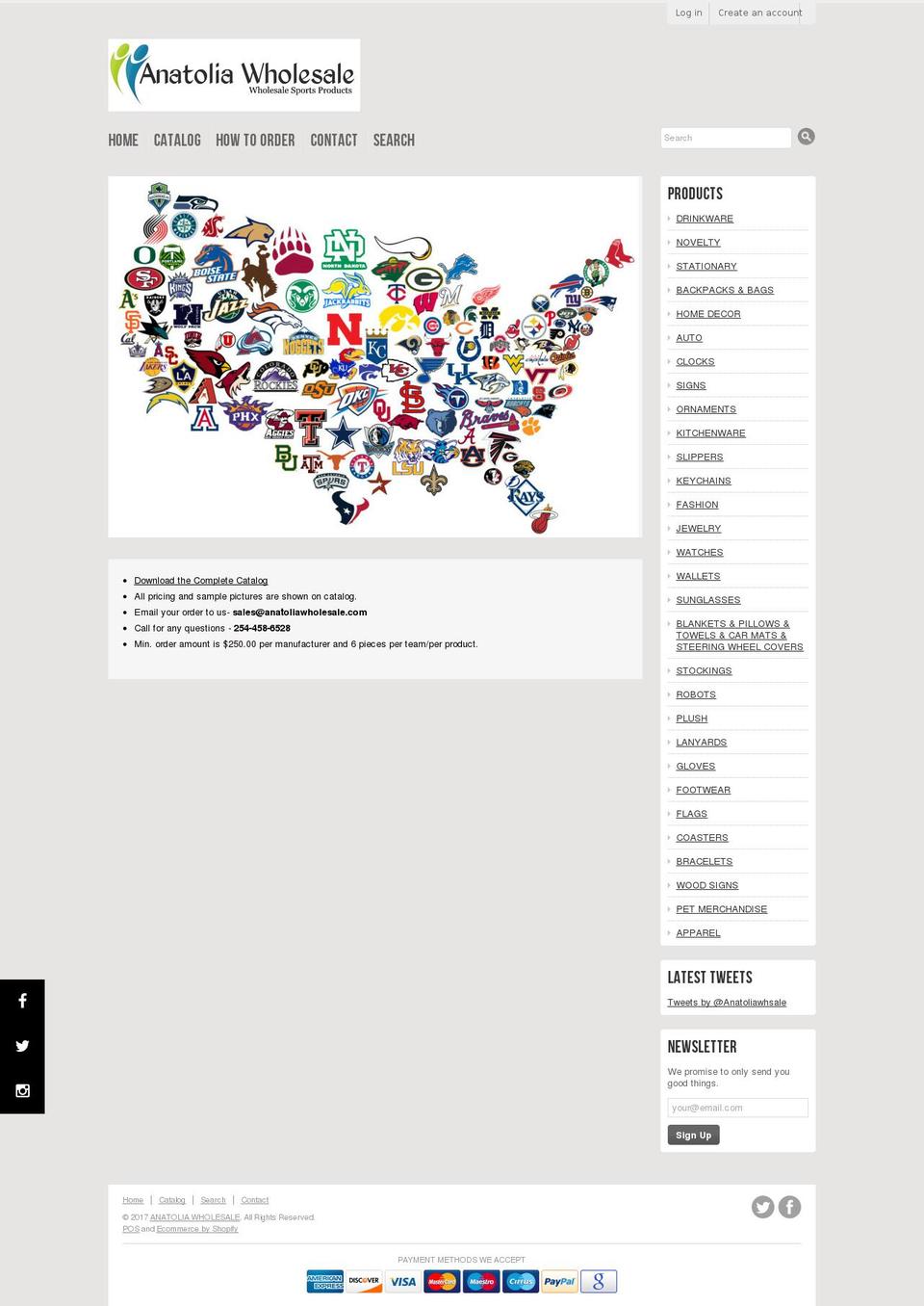 anatoliawholesale.com shopify website screenshot