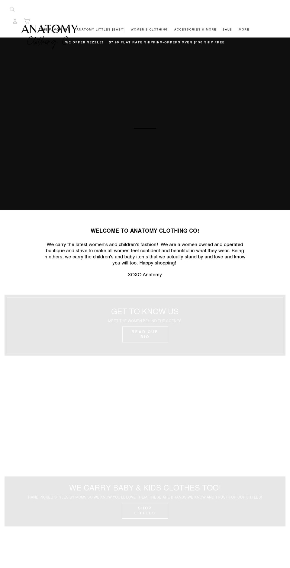 anatomyclothingboutique.com shopify website screenshot