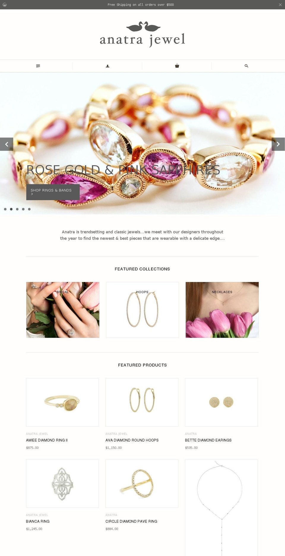anatrajewel.com shopify website screenshot