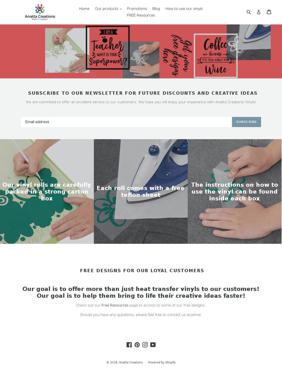 anattacreations.com — Shopify storefront screenshot