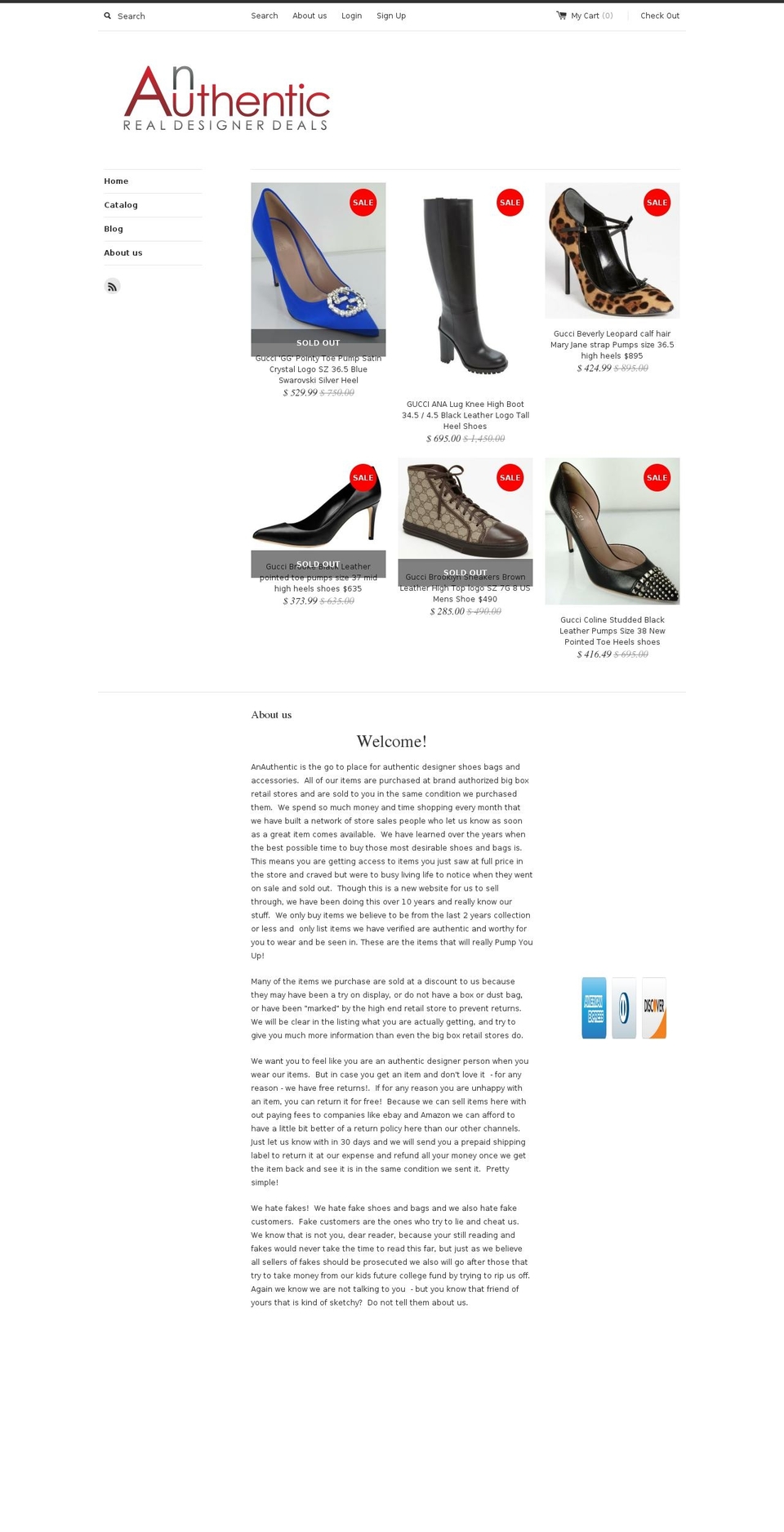 anauthentic.com shopify website screenshot
