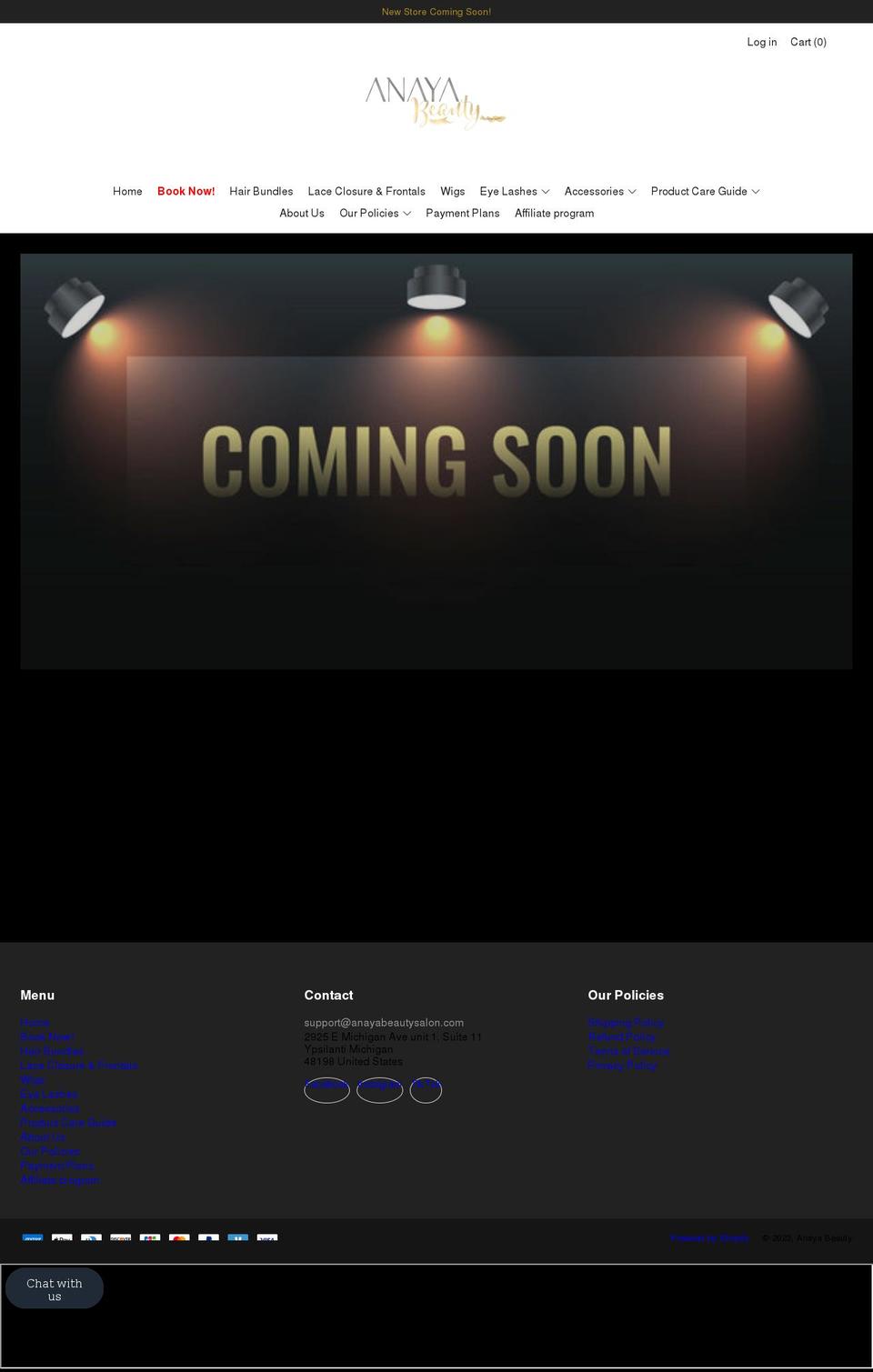 anayabeautybox.com shopify website screenshot