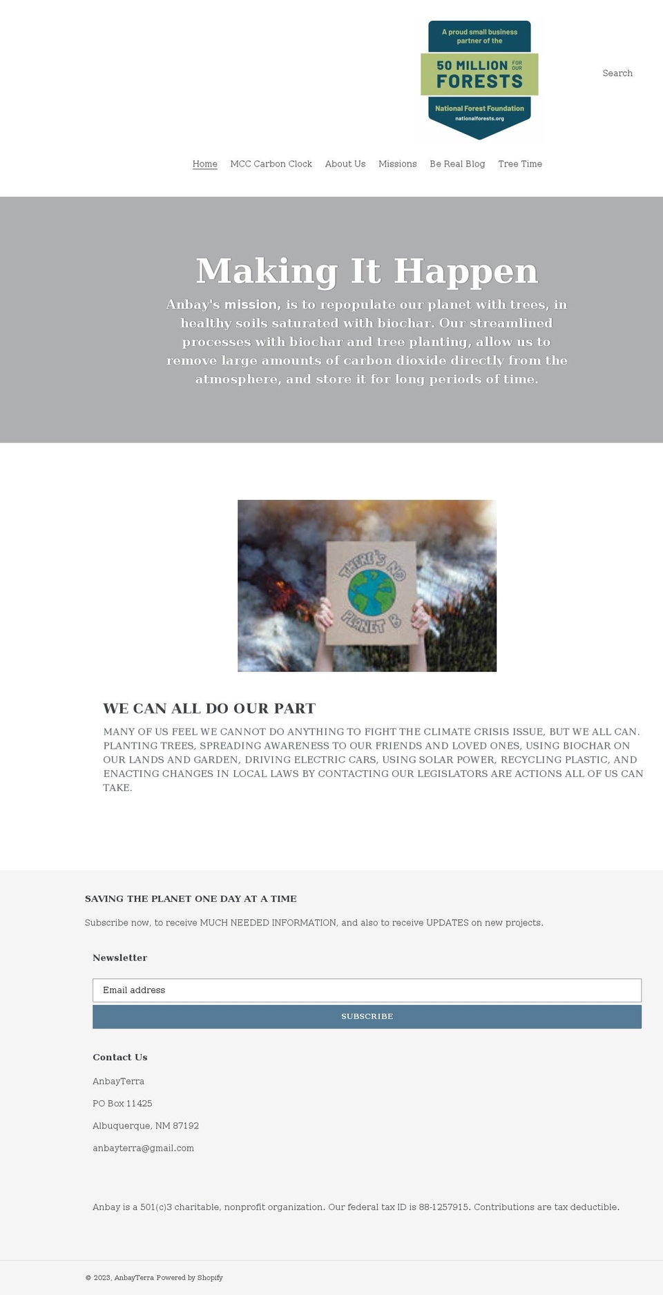 anbayterra.org shopify website screenshot