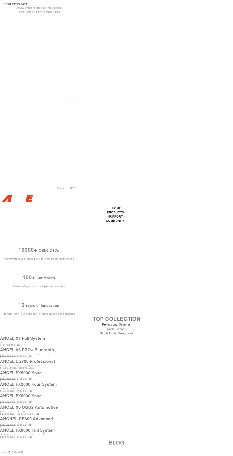ancel.com shopify website screenshot