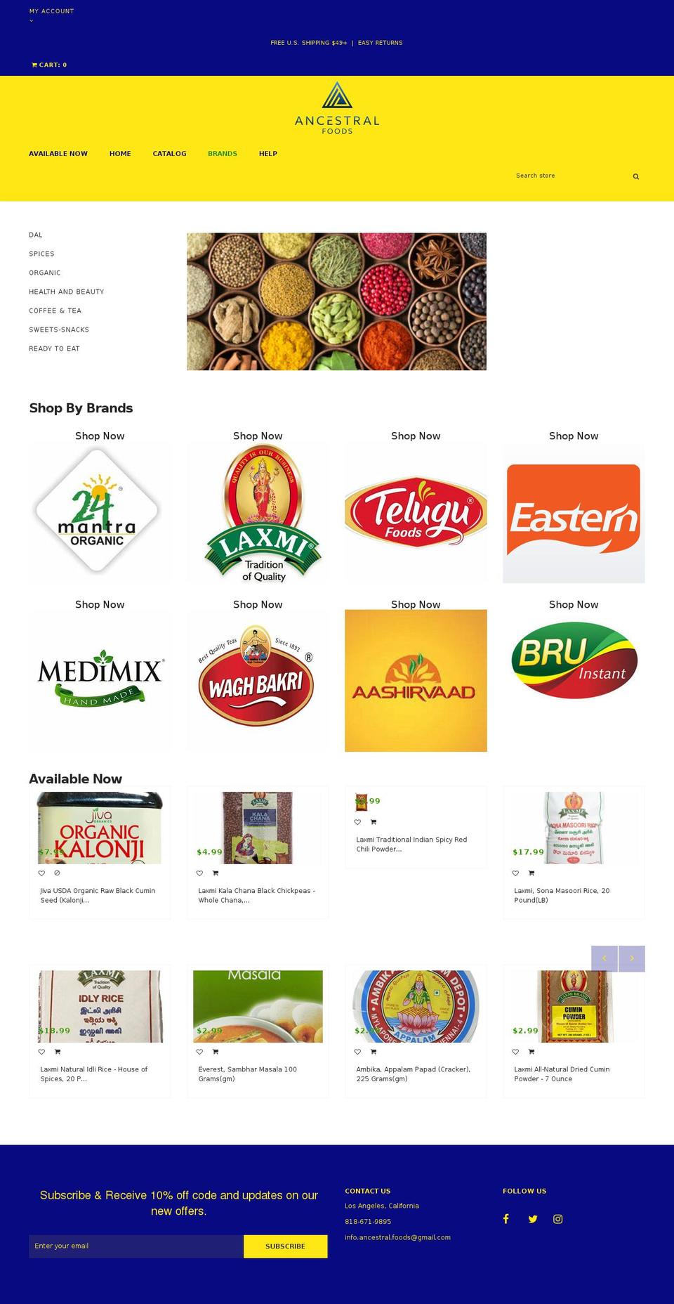 ancestralfoodsonline.com shopify website screenshot