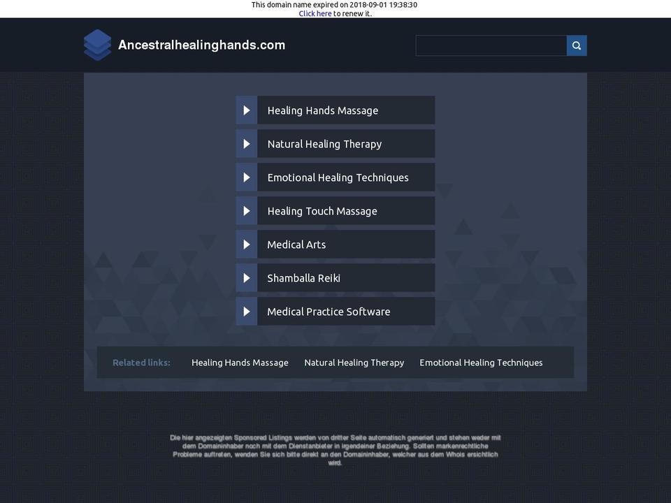 ancestralhealinghands.com shopify website screenshot