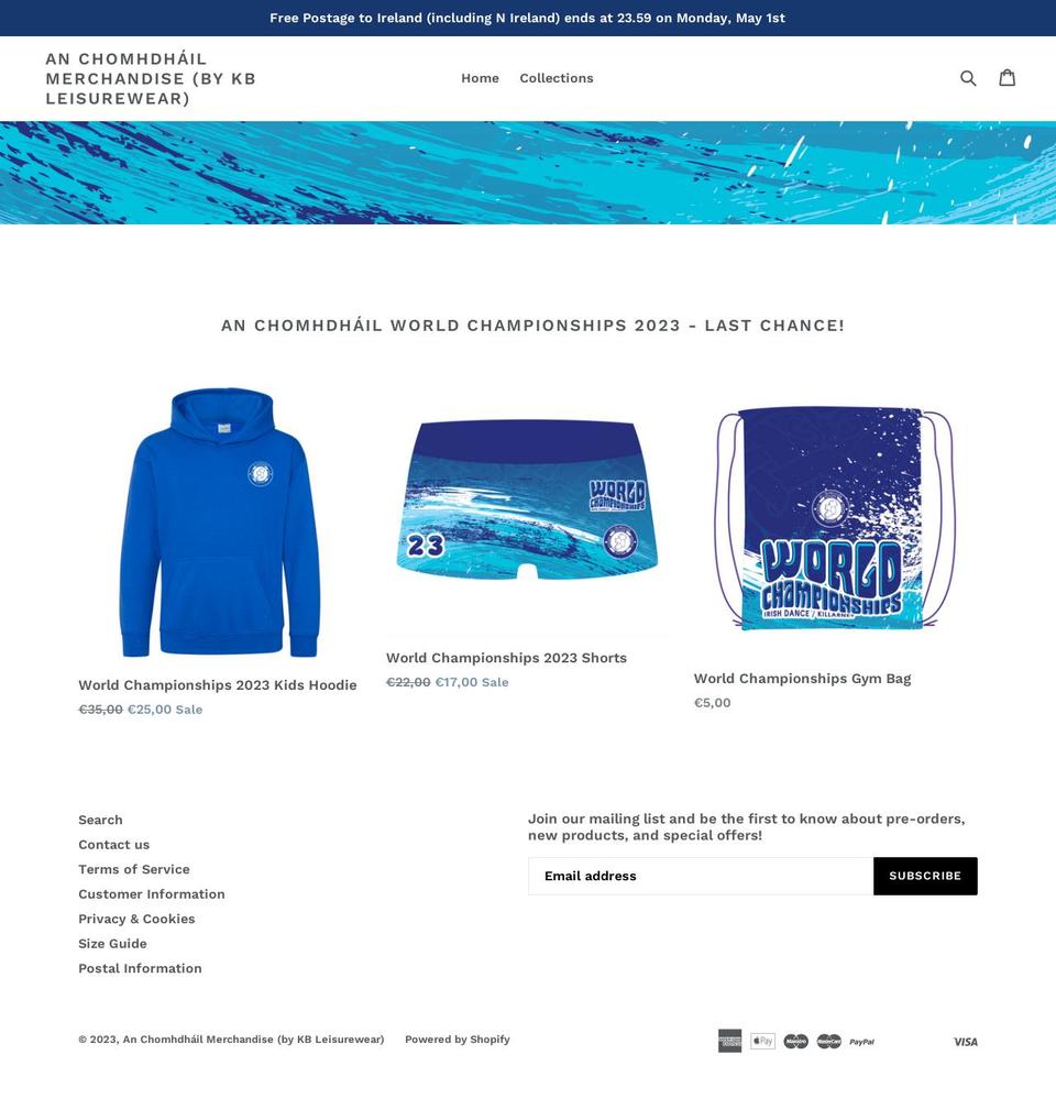 anchomhdhailmerchandise.com — Shopify storefront screenshot