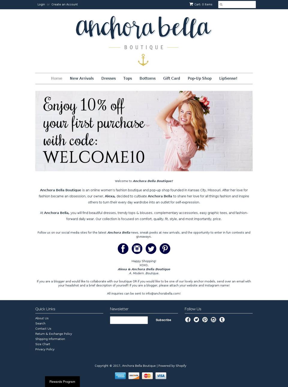 anchorabella.com shopify website screenshot
