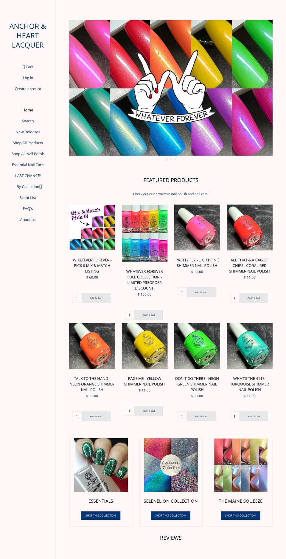 anchorandheartlacquer.com shopify website screenshot