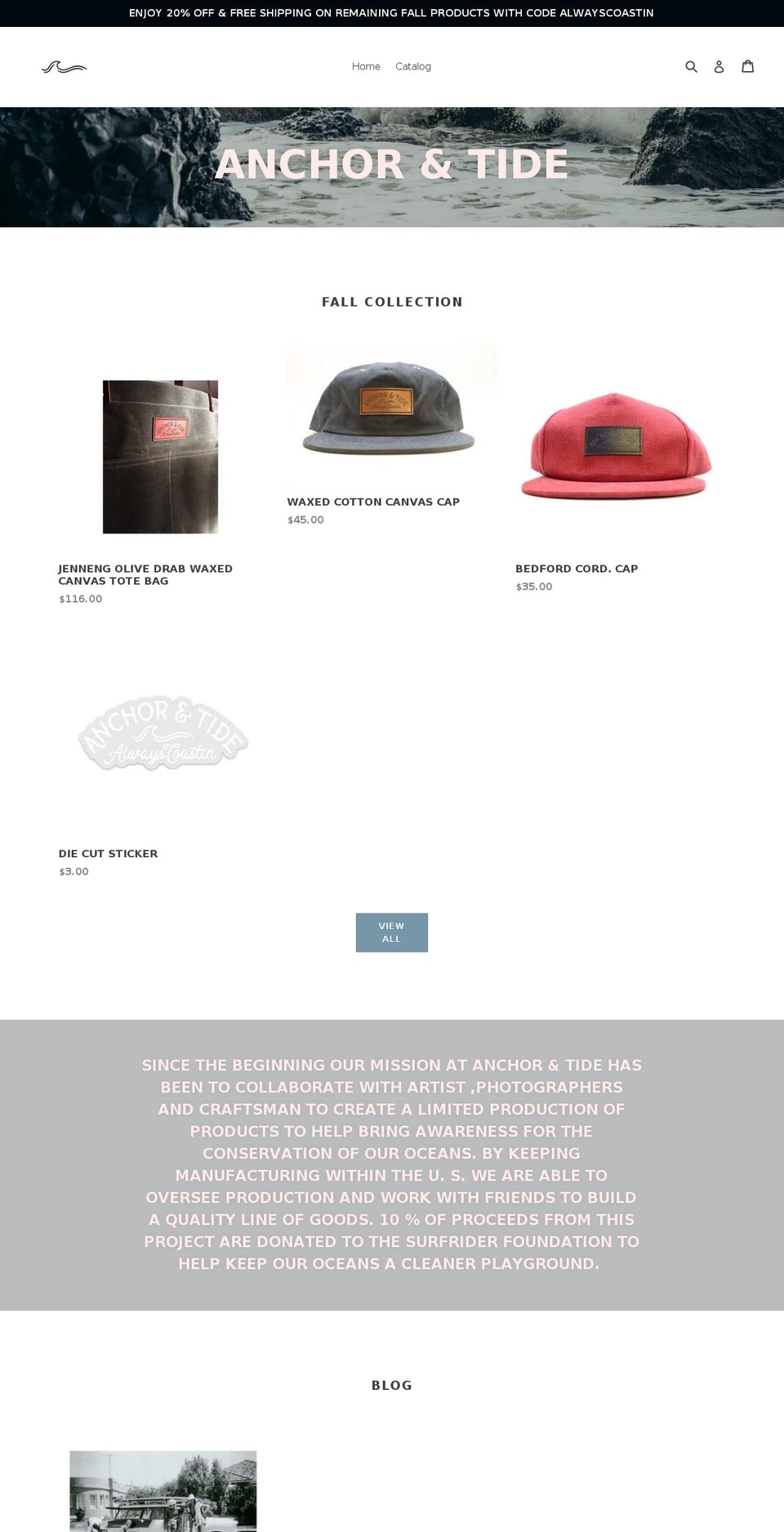 anchorandtide.com shopify website screenshot