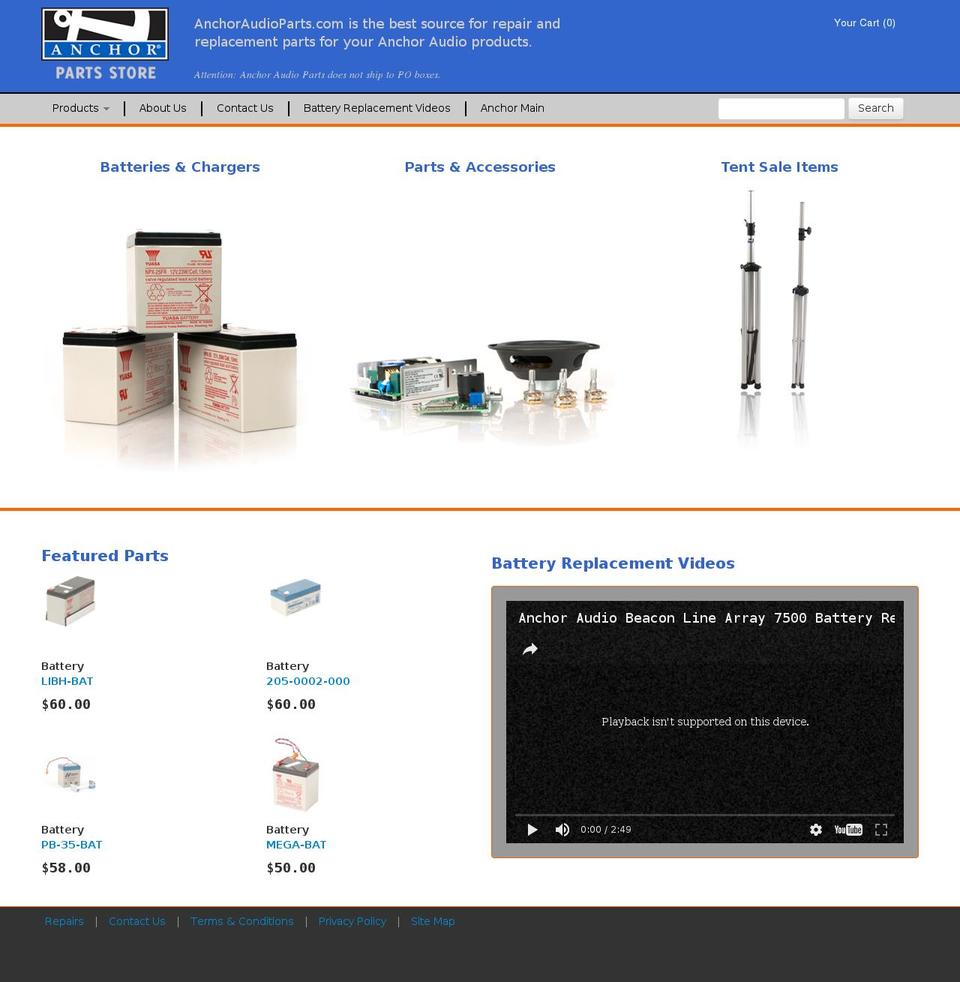 anchoraudioparts.com shopify website screenshot