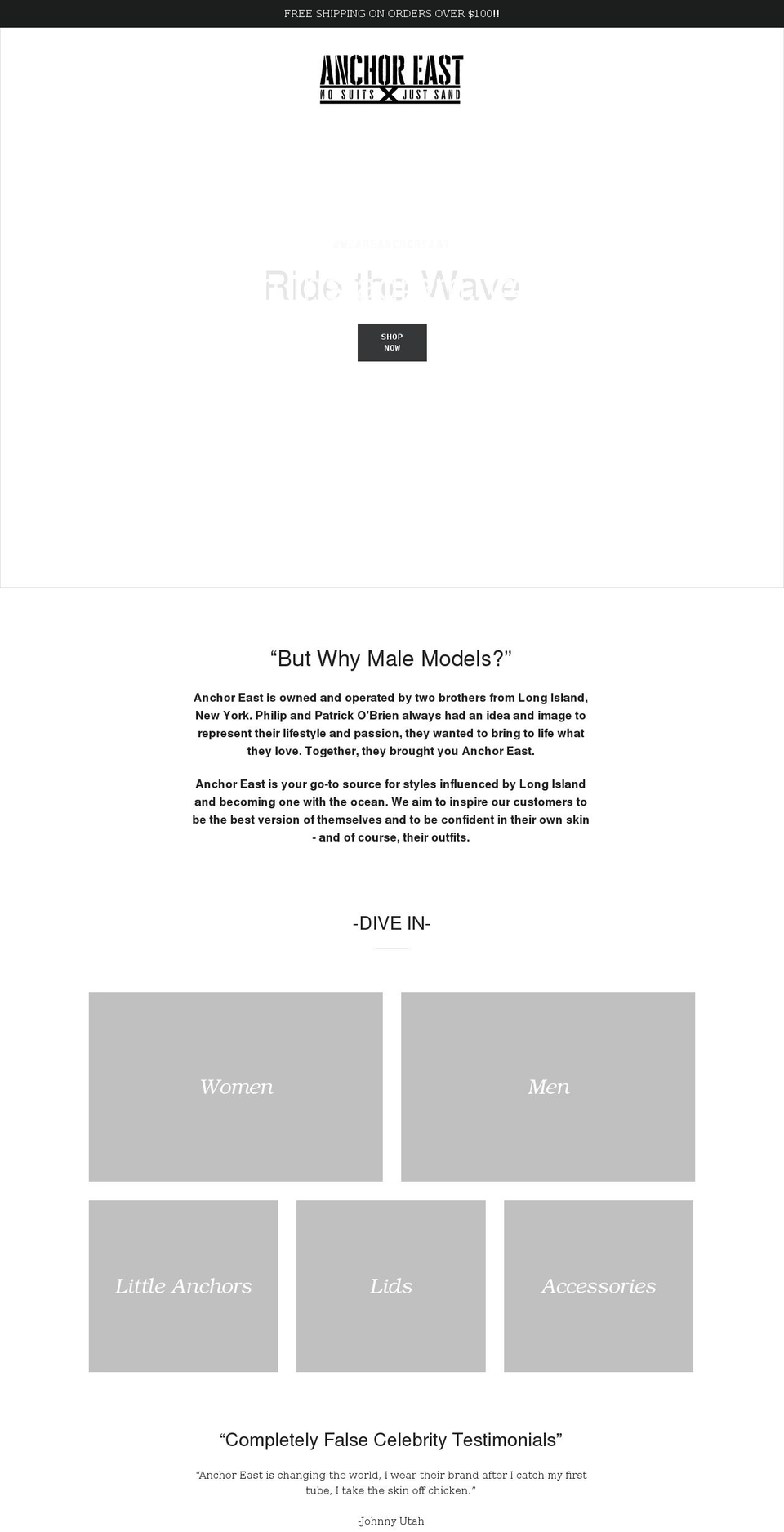 anchoreastapparelco.com shopify website screenshot