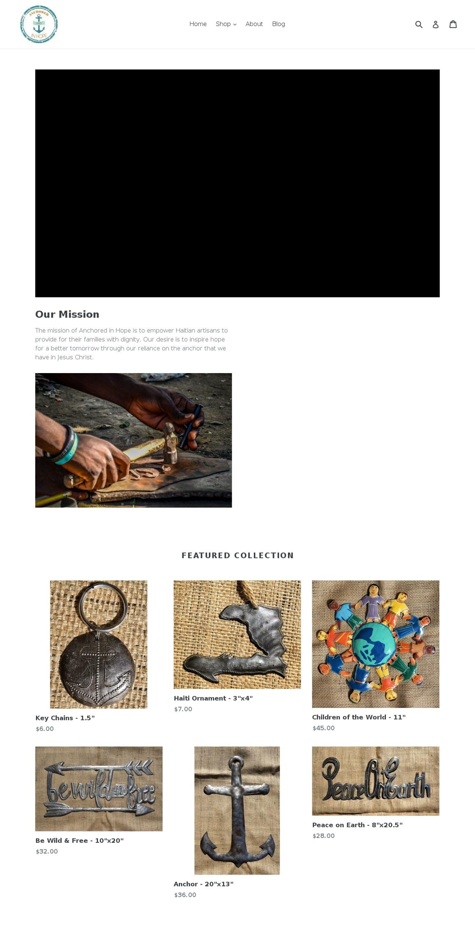 anchoredinhopehaiti.com shopify website screenshot