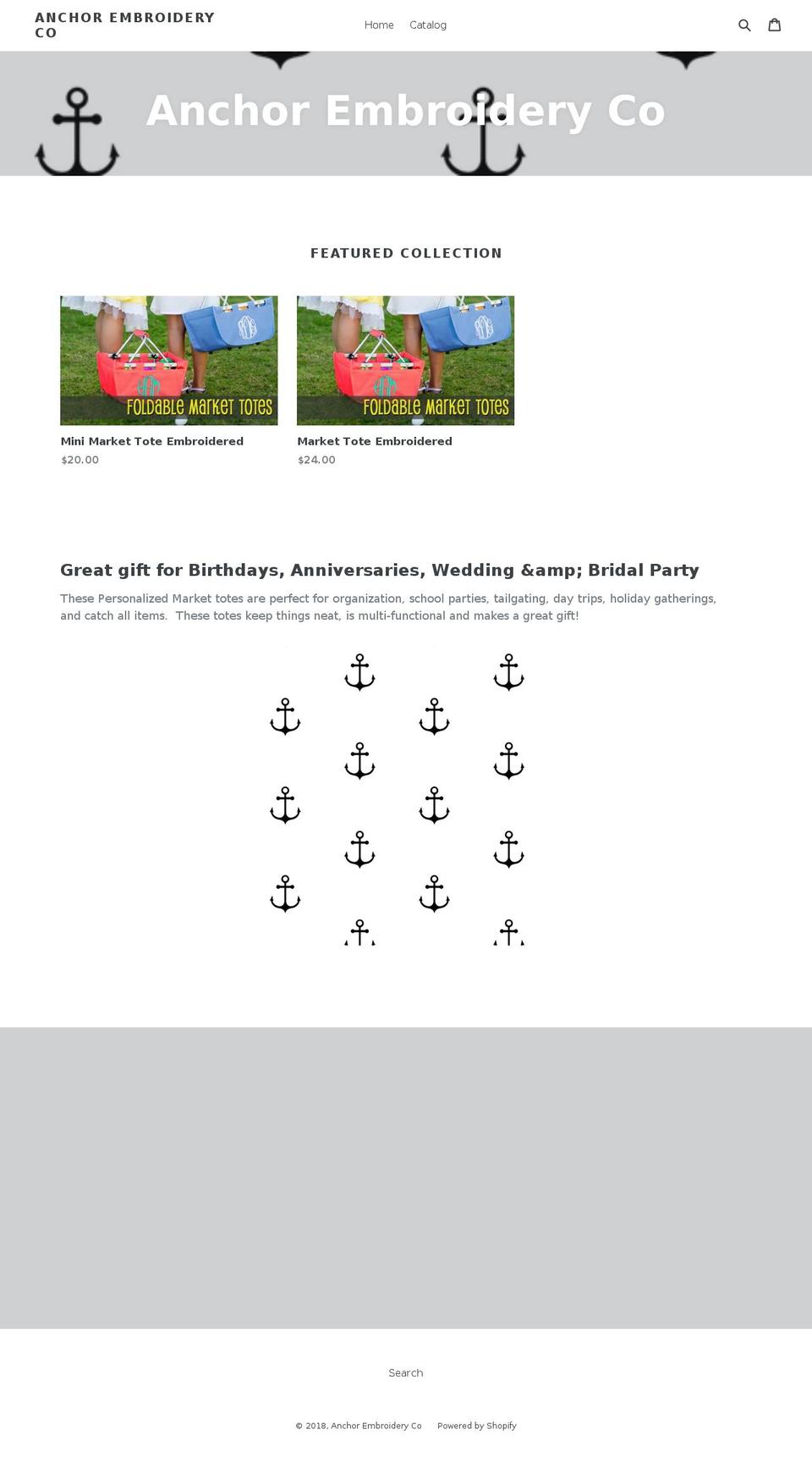 anchorembroideryco.com — Shopify storefront screenshot