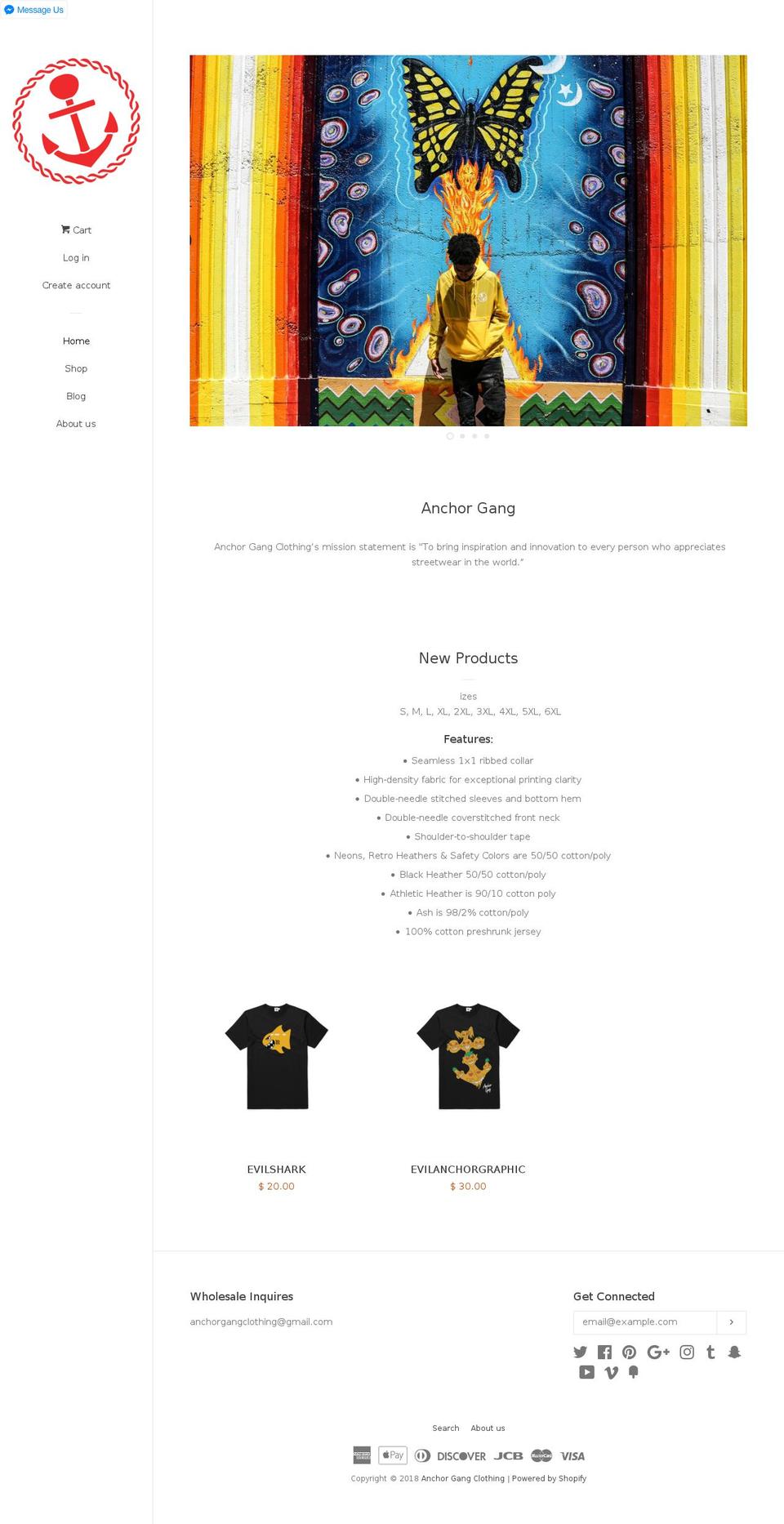 anchorgangclothing.com — Shopify storefront screenshot