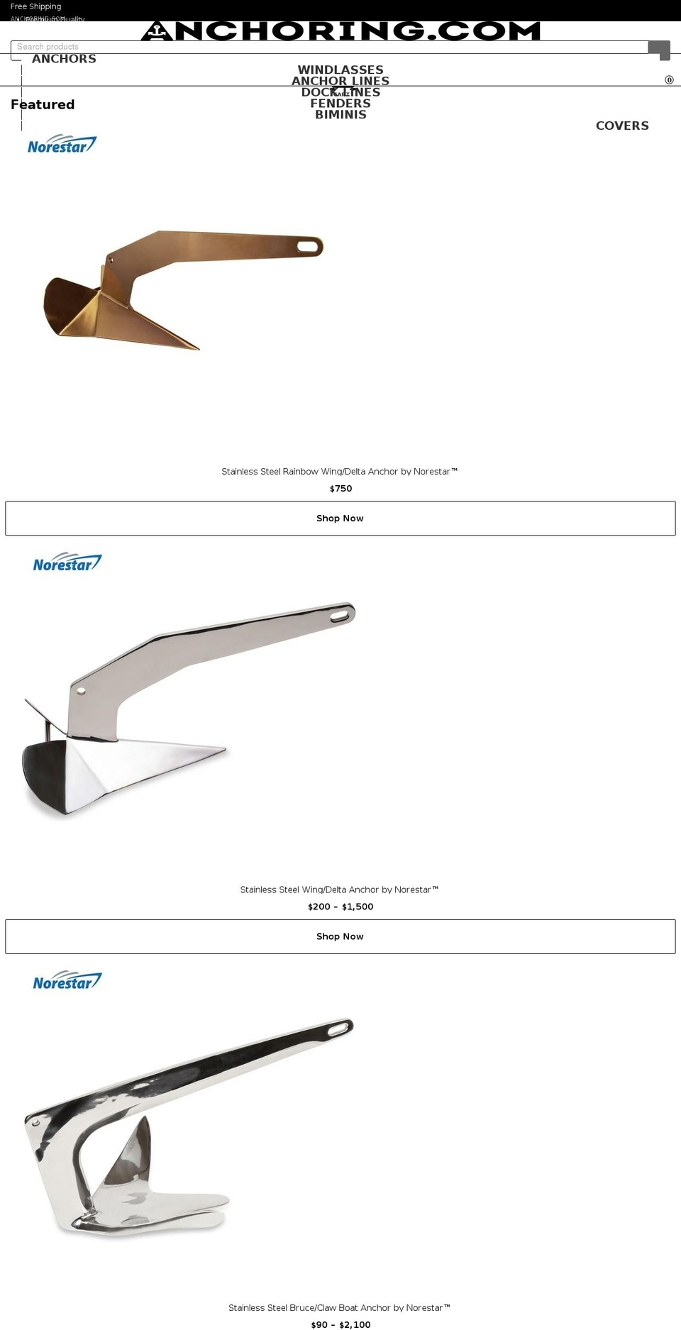 anchoring.com — Shopify storefront screenshot