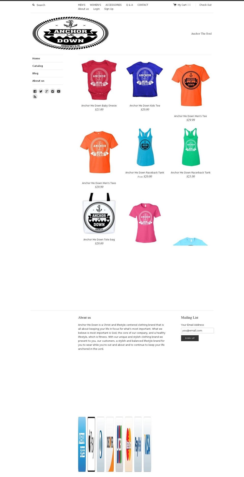 anchormedown.com shopify website screenshot