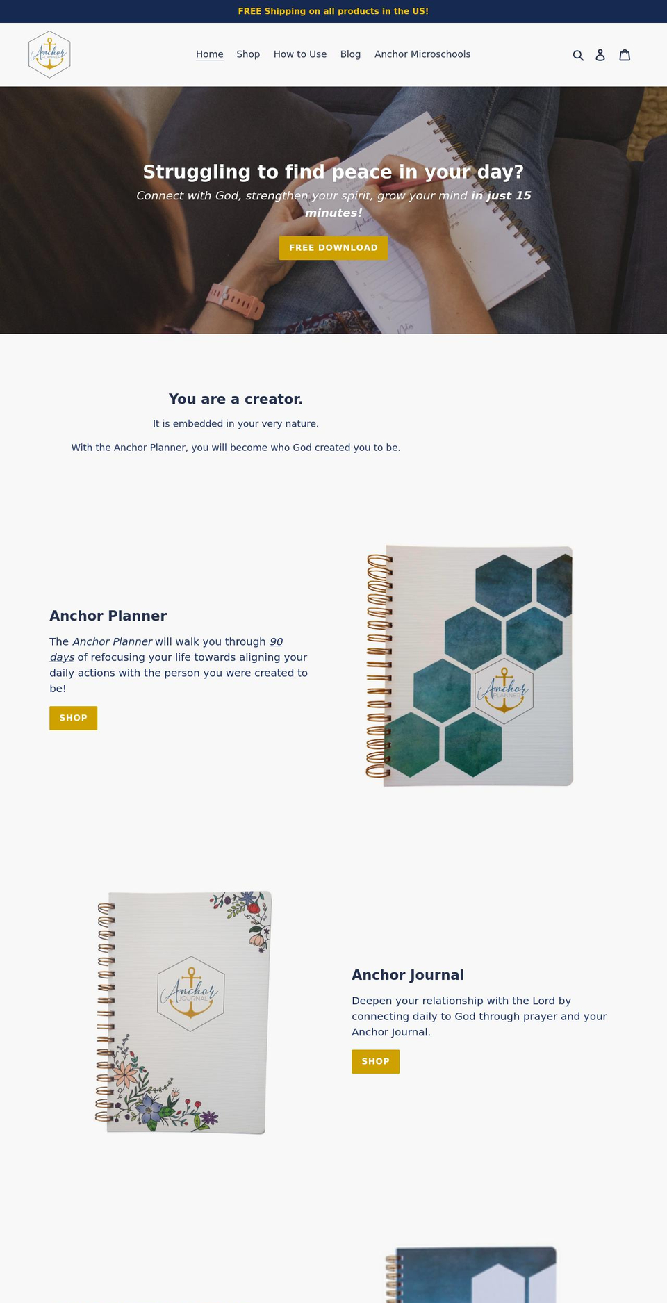anchorplanner.com shopify website screenshot