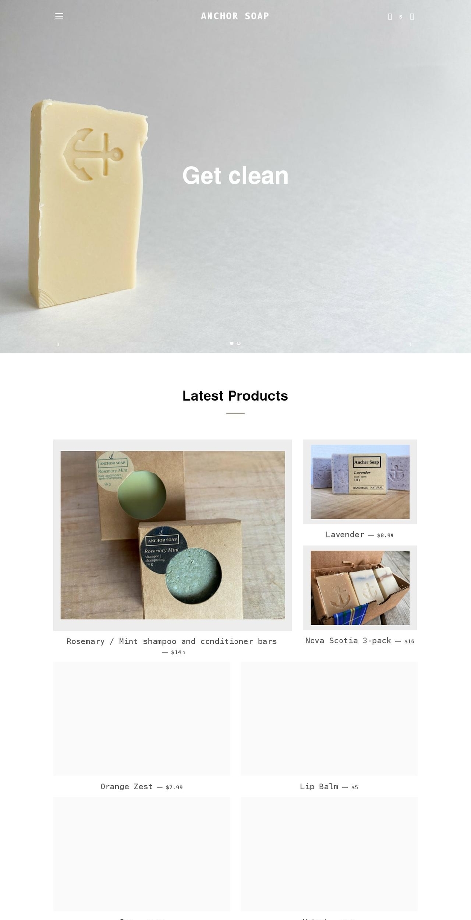 anchorsoap.com shopify website screenshot