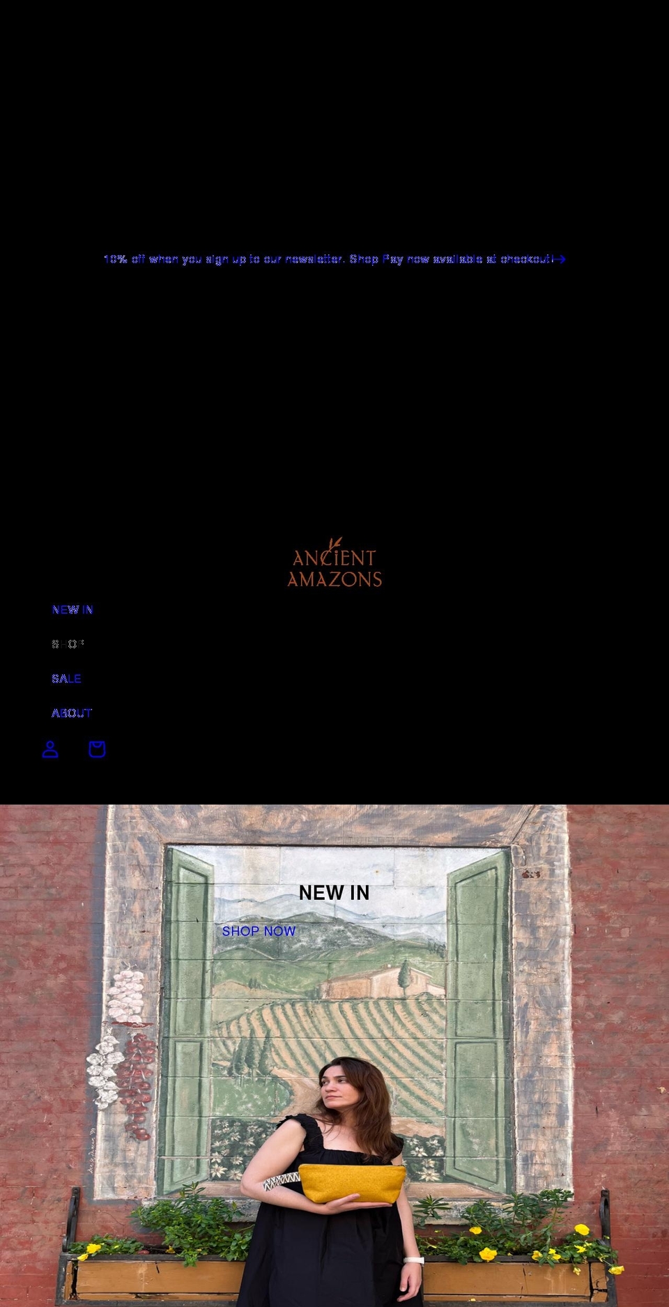 ancientamazons.com shopify website screenshot
