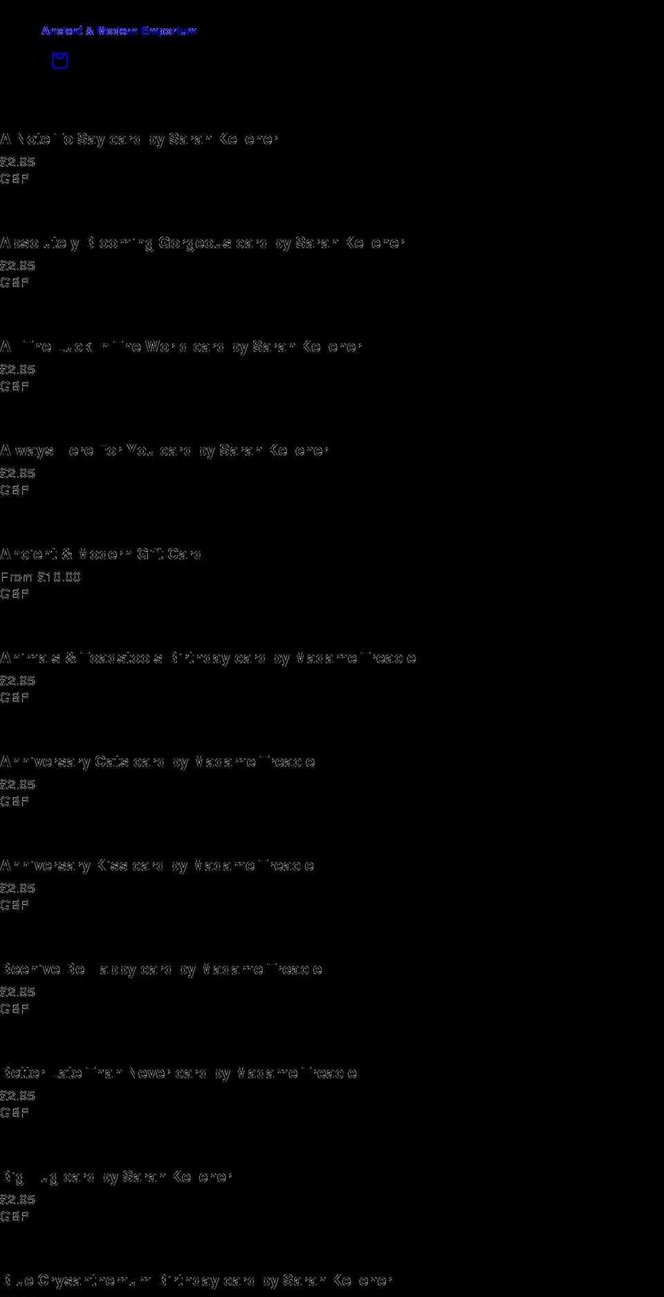 ancientandmodern.net shopify website screenshot
