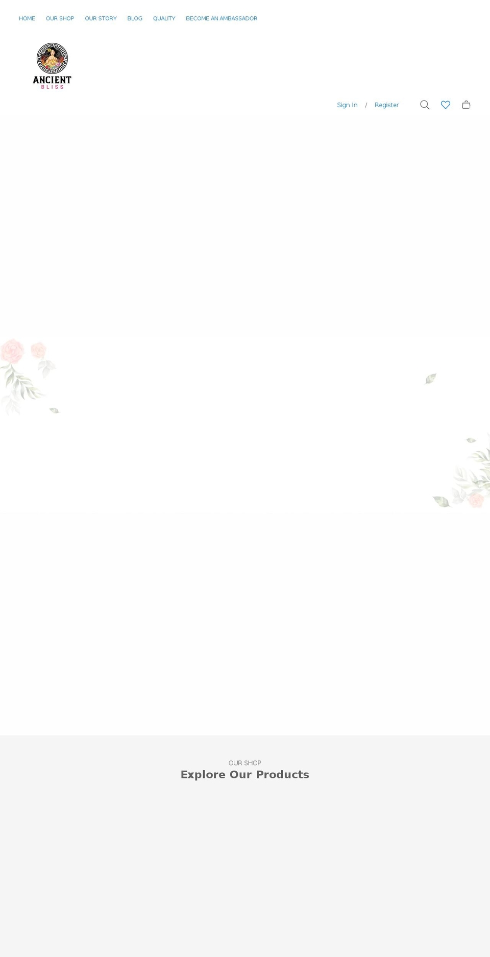 ancientbliss.com shopify website screenshot