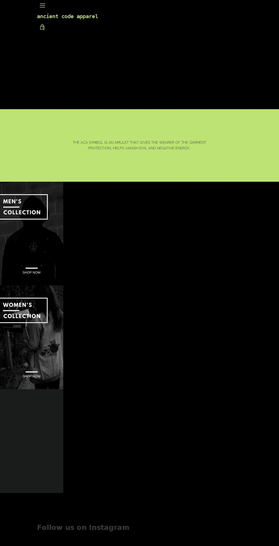 ancientcodeapparel.com — Shopify storefront screenshot