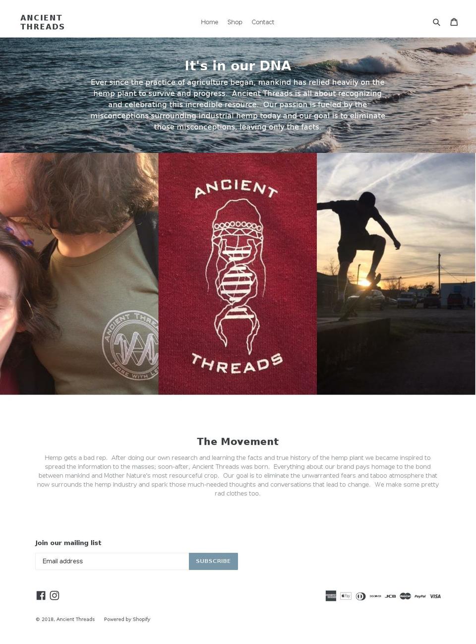 ancienthreads.com shopify website screenshot